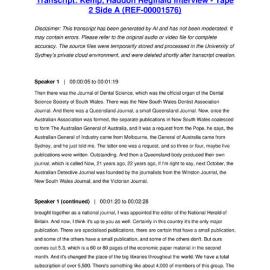 Kemp, Haddon Reginald Interview - Tape 2 Side A - Transcript