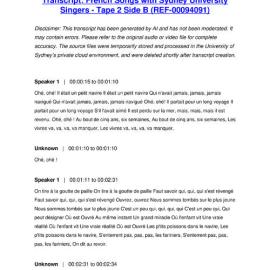 French Songs with Sydney University Singers - Tape 2 Side B - Transcript