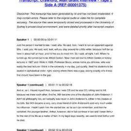 Crawford, Alan Grant Interview - Tape 2 Side A - Transcript