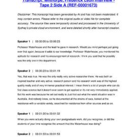 Milthorpe, Frederick Leon Interview - Tape 2 Side A - Transcript