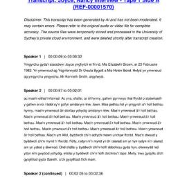 Joyce, Nancy Interview - Tape 1 Side A - Transcript