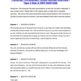 Christiansen, Wilbur Norman Interview - Tape 2 Side A - Transcript