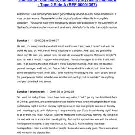 Commins, Kathleen (Kay) Mary Interview - Tape 2 Side A - Transcript