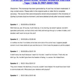 Smith-White, William Broderick Interview - Tape 1 Side B - Transcript