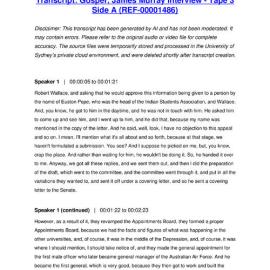 Gosper, James Murray Interview - Tape 3 Side A - Transcript