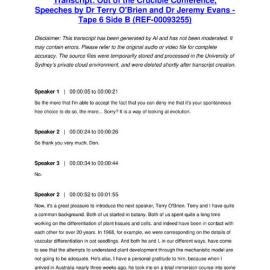 Out of the Crucible Conference, Speeches by Dr Terry O'Brien and Dr Jeremy Evans - Tape 6 Side B - Transcript