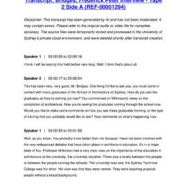 Bridges, Frederick Peter Interview - Tape 2 Side A - Transcript