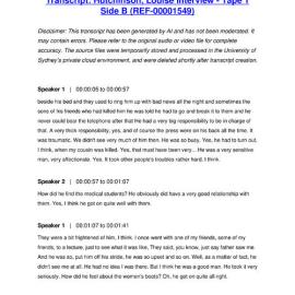 Hutchinson, Louise Interview - Tape 1 Side B - Transcript