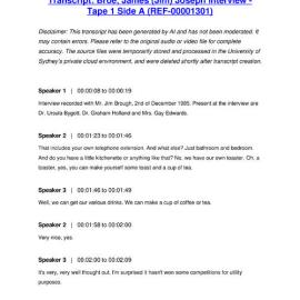 Broe, James (Jim) Joseph Interview - Tape 1 Side A - Transcript