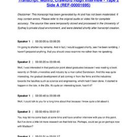 Munro, Crawford Hugh Interview - Tape 2 Side A - Transcript