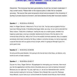 Harry Messel - This is Your Life - Transcript