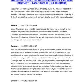 Wilson, John Lascelles Jenner Interview - Interview 1 - Tape 1 Side B - Transcript