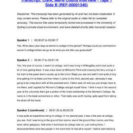 Clark, Marie Coutts Interview - Tape 1 Side B - Transcript