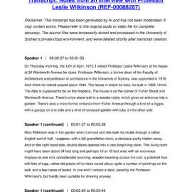 Notes from an Interview with Professor Leslie Wilkinson - Transcript