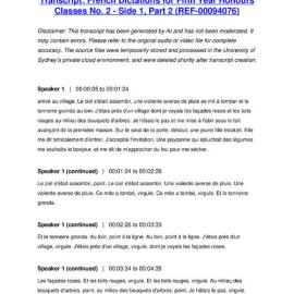 French Dictations for Fifth Year Honours Classes No. 2 - Side 1, Part 2 - Transcript
