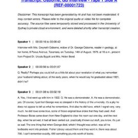 Osborne, GD Interview - Tape 1 Side A - Transcript