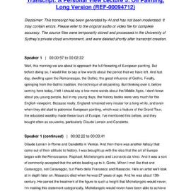 A Personal View Lecture 5: Oil Painting, Long Version - Transcript