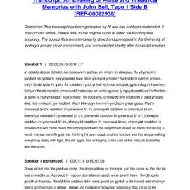 An Evening of Prose and Theatrical Memories with John Bell, Tape 1 Side B - Transcript