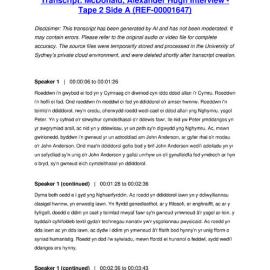 McDonald, Alexander Hugh Interview - Tape 2 Side A - Transcript