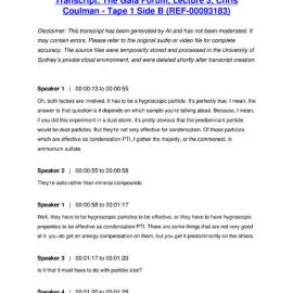 The Gaia Forum, Lecture 3, Chris Coulman - Tape 1 Side B - Transcript