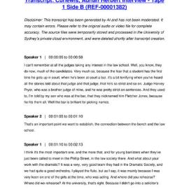 Curlewis, Adrian Herbert Interview - Tape 1 Side B - Transcript