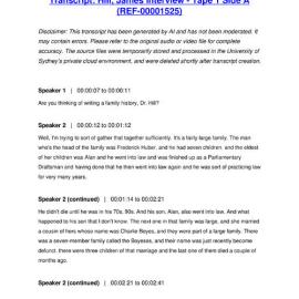 Hill, James Interview - Tape 1 Side A - Transcript