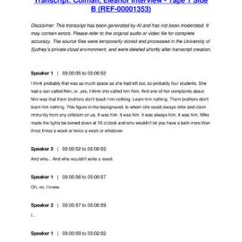 Colman, Eleanor Interview - Tape 1 Side B - Transcript