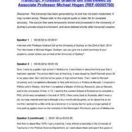 Professor Graeme Gill Interviewed by Associate Professor Michael Hogan - Transcript