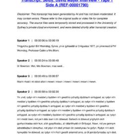 Selby, David Mayer Interview - Tape 1 Side A - Transcript