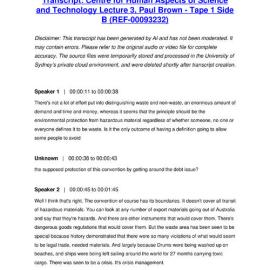 Centre for Human Aspects of Science and Technology Lecture 3, Paul Brown - Tape 1 Side B - Transcript