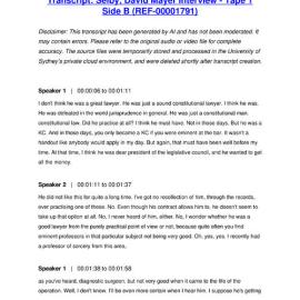 Selby, David Mayer Interview - Tape 1 Side B - Transcript