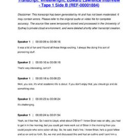 Wheelwright, Edward Lawrence Interview - Tape 1 Side B - Transcript