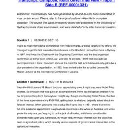 Campbell, Keith Oliver Interview - Tape 1 Side B - Transcript