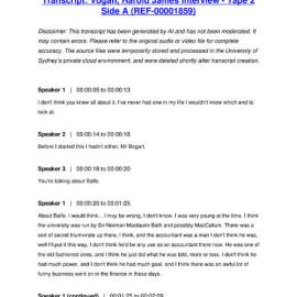 Vogan, Harold James Interview - Tape 2 Side A - Transcript