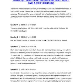 Gunn, John Samuel Interview - Tape 1 Side A - Transcript