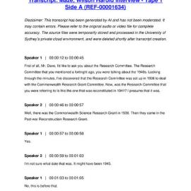 Maze, Wilson Harold Interview - Tape 1 Side A - Transcript