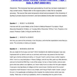 Dods, Lorimer Fenton Interview - Tape 1 Side A - Transcript