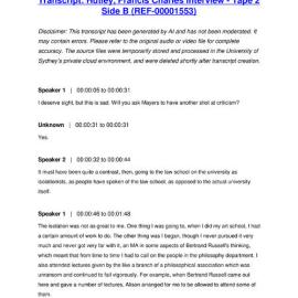 Hutley, Francis Charles Interview - Tape 2 Side B - Transcript