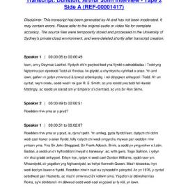 Dunston, Arthur John Interview - Tape 2 Side A - Transcript