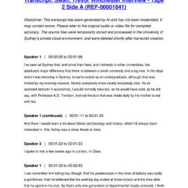 Swan, Trevor Winchester Interview - Tape 2 Side A - Transcript