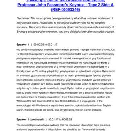 Out of the Crucible Conference, Professor John Passmore's Keynote - Tape 2 Side A - Transcript