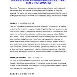 Peart, Donald Richard Interview - Tape 1 Side B - Transcript