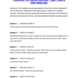 Hill, James Interview - Tape 1 Side B - Transcript