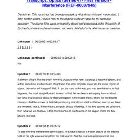 Optics (Series 4) - First Version - Interference - Transcript