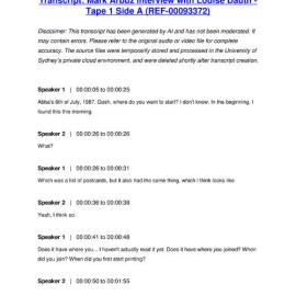 Mark Arbuz Interview with Louise Dauth - Tape 1 Side A - Transcript