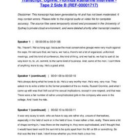 Ogilvie, Florinda Katharine Interview - Tape 2 Side B - Transcript