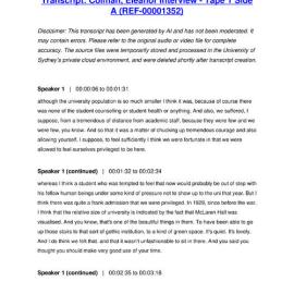 Colman, Eleanor Interview - Tape 1 Side A - Transcript