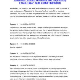 Women in Science and Engineering Forum Tape 1 Side B - Transcript