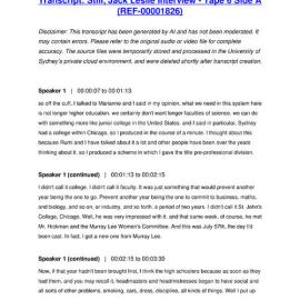 Still, Jack Leslie Interview - Tape 6 Side A - Transcript