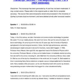 SILLIAC - The Beginning - Part 1 of 4 - Transcript